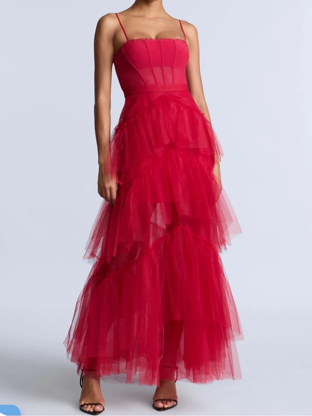 BCBGMaxAzria Oly Tiered Ruffle Tulle Evening